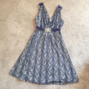 Navy Lace Jewel Belt Dress